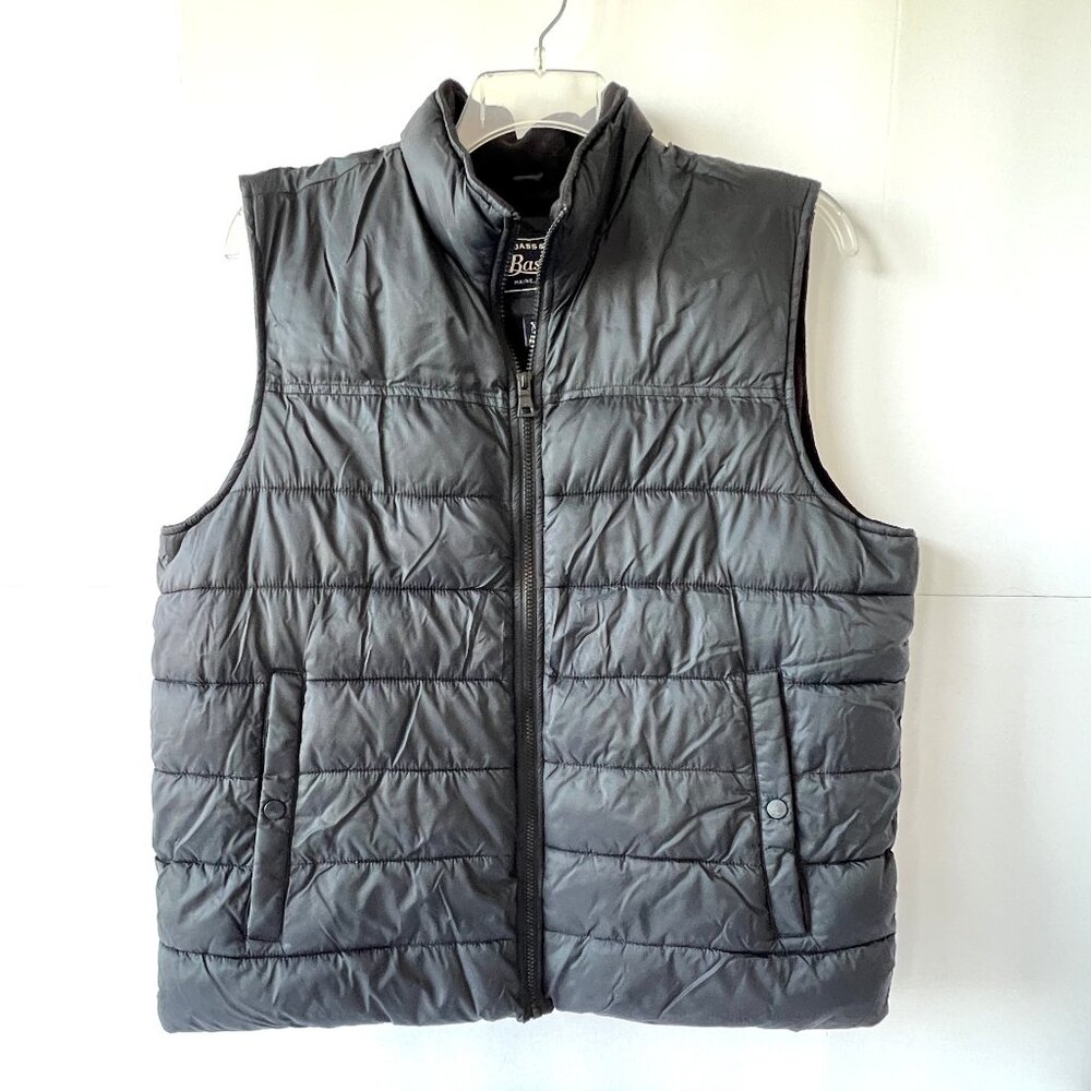 Puffer Black Vest by Bass, Full Zip, Fleece Lined, XL, EC!